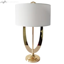 Америка пост-современный светодиодный металлические настольные лампы ткань абажур настольные светильники прикроватные лампы Гостиная Кабинет освещение украшение приспособление