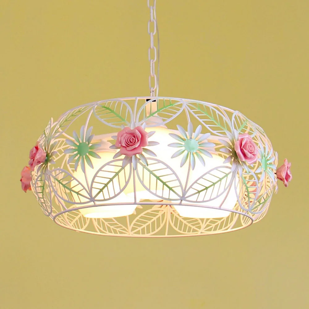 

Design Chandelier LED Penthouse Home Lighting Bird Cage Flower Lamp 110-220v Green Pendant Dining Room Iron Lights Luminarias