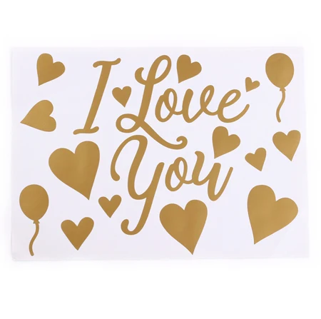 Индивидуальное Виниловая наклейка для 18 дюймов ПВХ прозрачный пузырь воздушный шар Декор День рождения Свадьба Выпускной Baby Shower тема DIY - Цвет: I love you gold