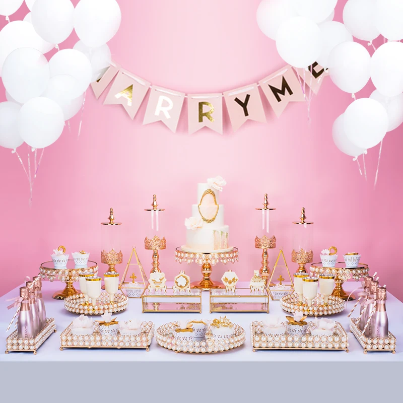 Golden Dessert Table Display Stand Decoration Cake Stand Cake Tray