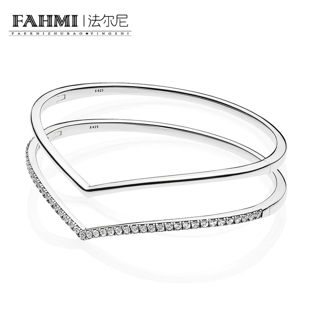 

FAHMI 100% 925 Sterling Silver New 2019 Early Spring Shining Shimmering Wish Bangle Stack Original Fashion Women's Jewelry