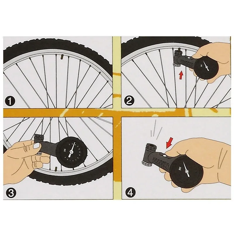 

Bicycle Bike MTB Air Pressure Gauge 160Psi Tire Meter For Presta /Schrader valve