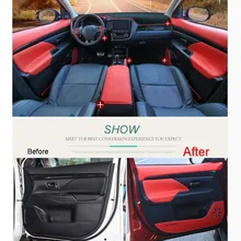Крышка наклейки для mitsubishi outlander 2016-17 стайлинга автомобилей 1-4 шт. искусственная кожа украшения интерьера анти грязный коврик наклейки