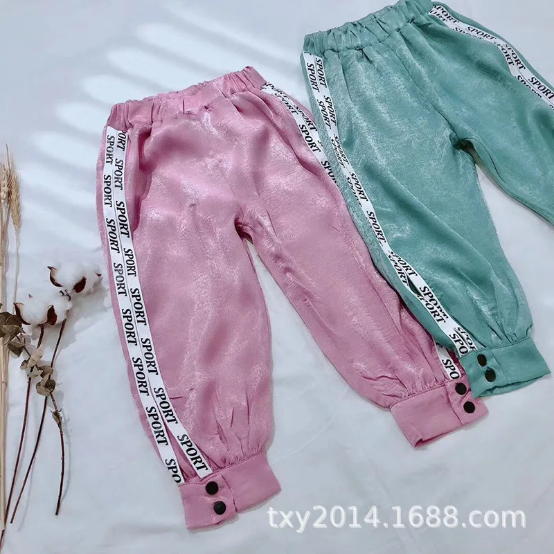 

2019 summer boys and girls new side letter button decoration close trousers mosquito pants