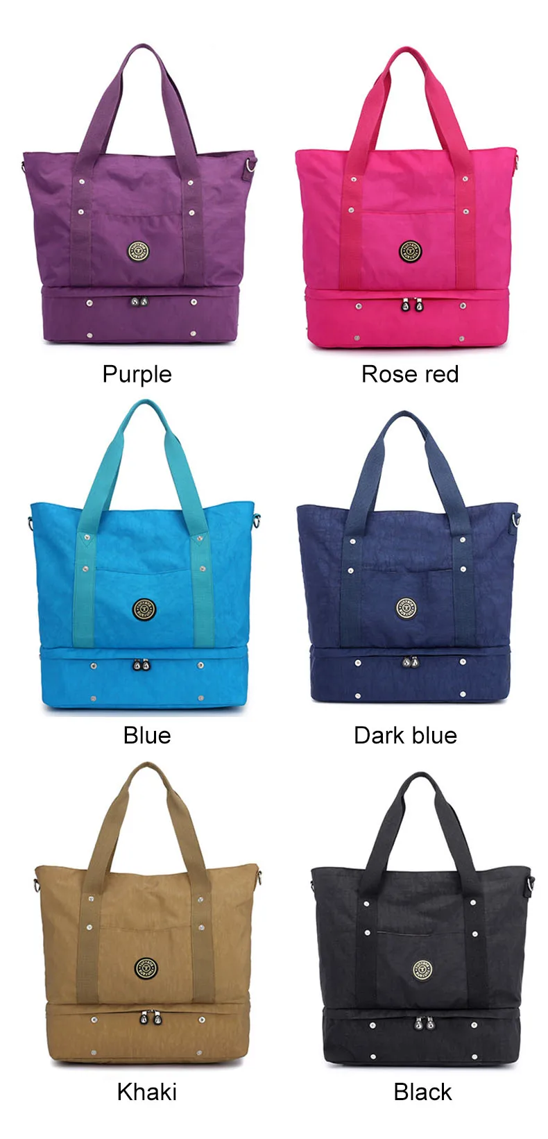 Модные нейлоновые дорожные сумки для женщин, сумка для путешествий, сумка через плечо, водонепроницаемая, вместительная, для выходных, ручная сумка XA644WB