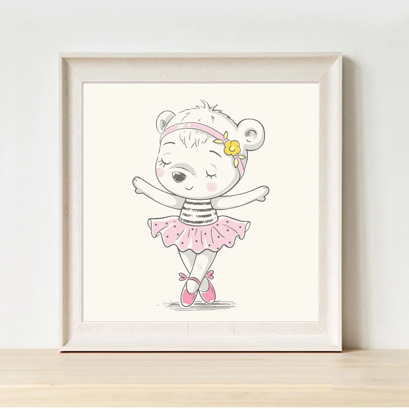 Cute  Dancing Bear Poster Kids Room Decor