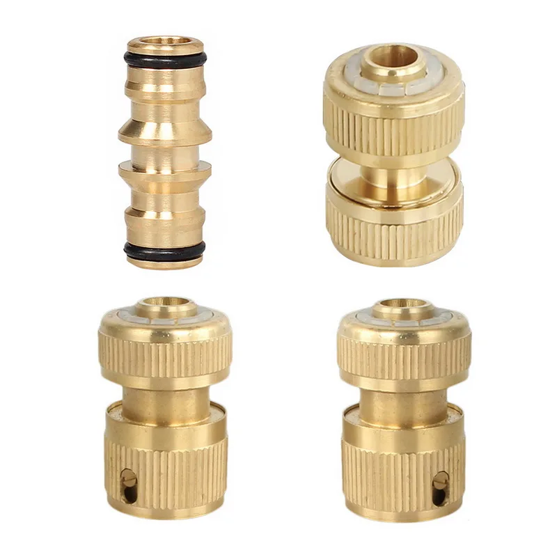 

1 Pcs 1/2'' Brass Hose Connector 4 Type Garden Quick Hose End Connector for Watering Irrigation System Threaded Water Pipe