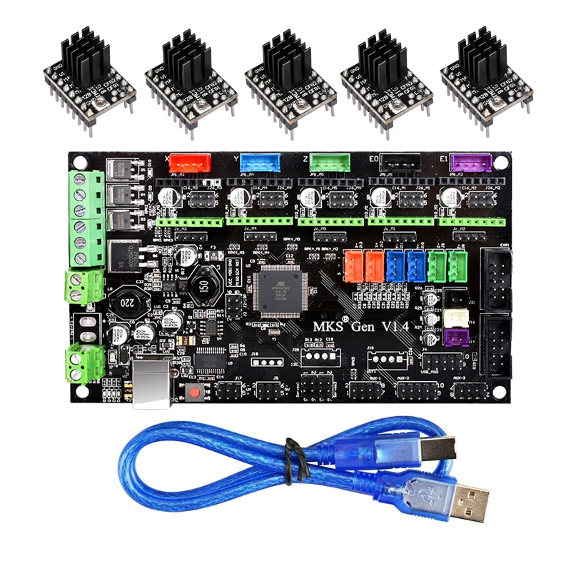 3D-принтеры MKS Gen V1.4 Управление доска Поддержка TMC2130 V1.1 SPI TMC2208 A4988 DRV8825 драйвер для RepRap Рампы 1,4 Мега 2560 R3