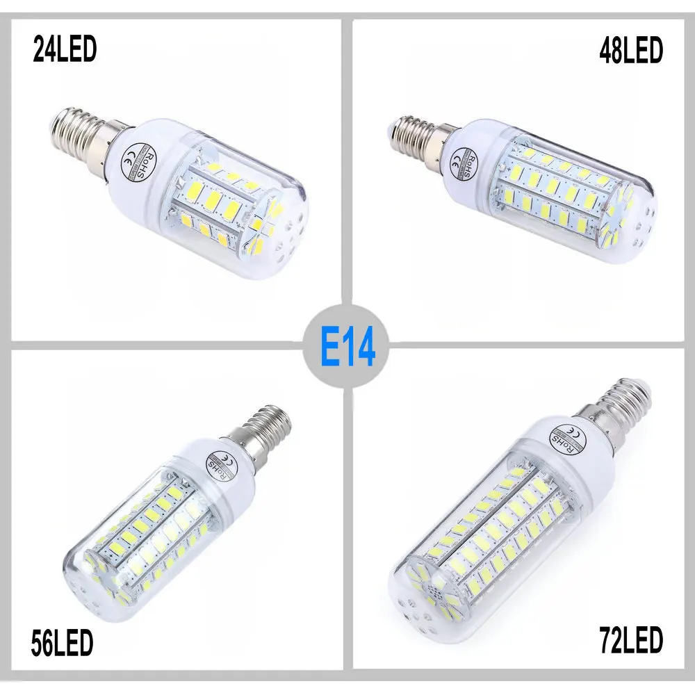 Buybay E27 Свет E14 светодиодные лампы 220 В кукурузы 24 48 56 72leds SMD5730 люстра свечах для