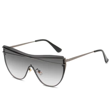 

New Cat Eye Sunglasses Men and Women Brand Designer Fashion Siamese Semi-Rimless Glass Personality Trend Alloy Sun Glasses UV400