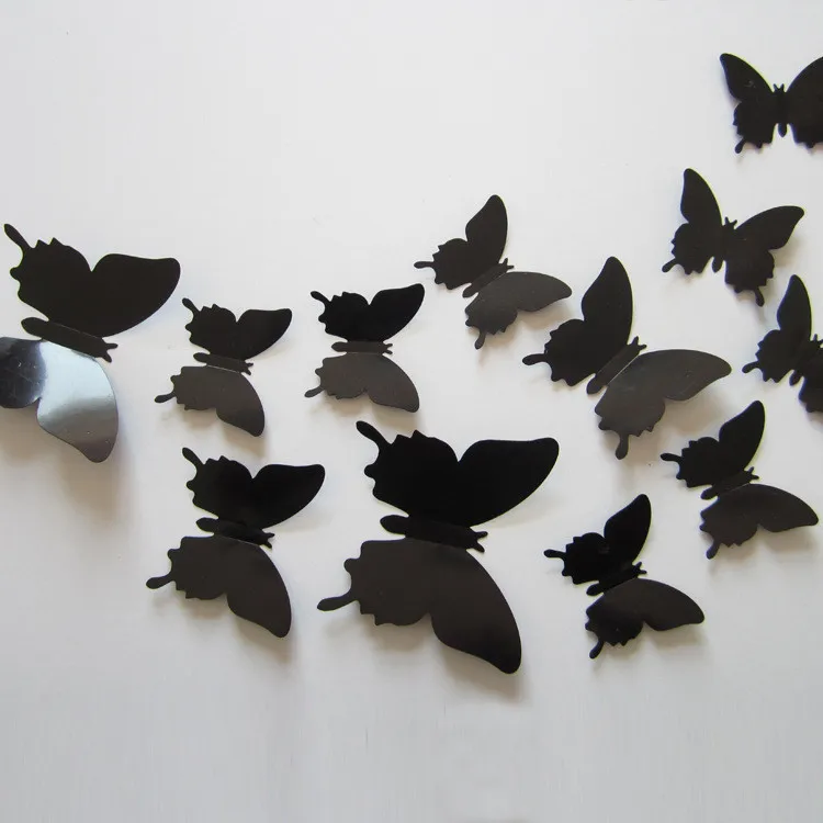 

12Pcs/lot 8Colors 3D Butterfly Wall Sticker Wedding Decoration / PVC Butterfly Tatoos Sticker Home Decor Decals Free Shipping 9Z