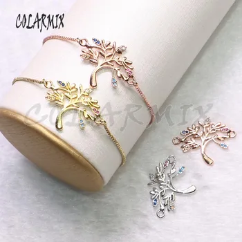 

12Pcs Mix color tree Zircon charms bracelet colorful zircon charms jewelry Bracelet fashion jewelry gift for lady 9276