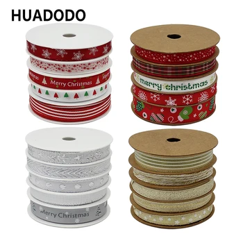 

HUADODO 25meters Multi Printed Grosgrain Satin Ribbons Christmas Decoration DIY Sewing Gift Wrapping Christmas Ribbon Accessory