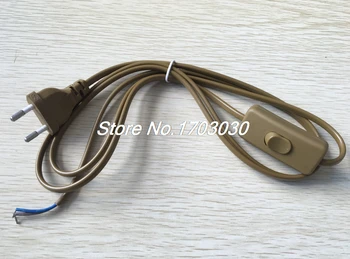 

2Pcs Brown EU Plug Lamp Power Cord Inline Button Switch 1.8M AC110V AC250V