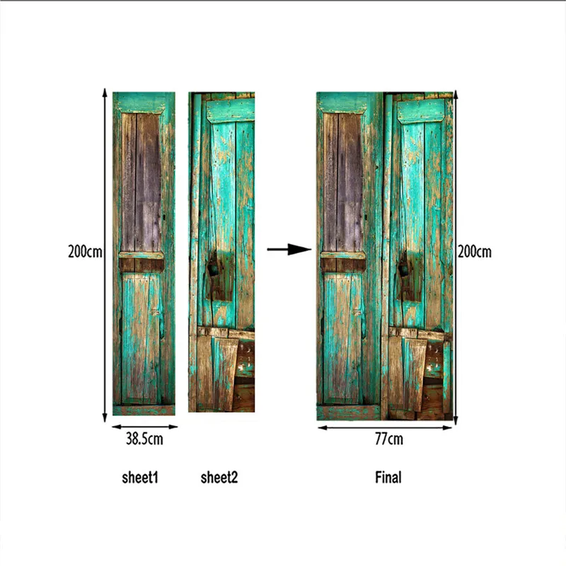 Креативные 3D наклейки на двери из дерева, ПВХ, водостойкие наклейки на двери для ремонта, самоклеющиеся наклейки, сделай сам, домашний декор, наклейка 77x200 см