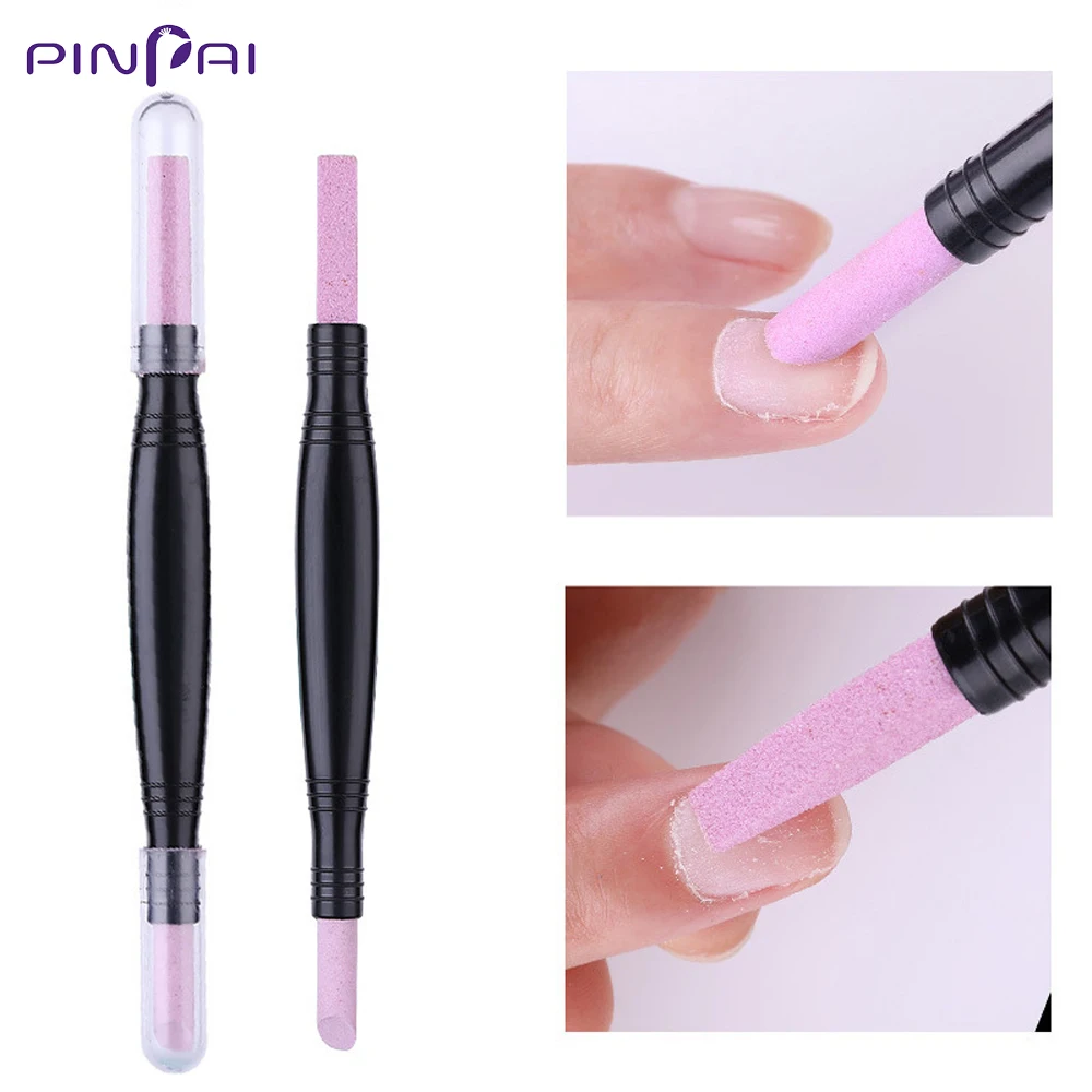 Good Offer of  1PC Double-ended Nail Cuticle Remover Pusher Head Quartz Scrub Stone Pen Stick Grits Manicure Polis