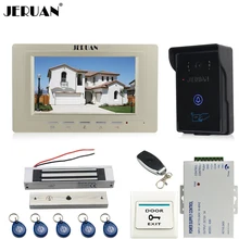 JERUAN 7“ video door phone intercom system kit 1 monitor RFID touch key waterproof Camera 180KG Magnetic lock + remote control