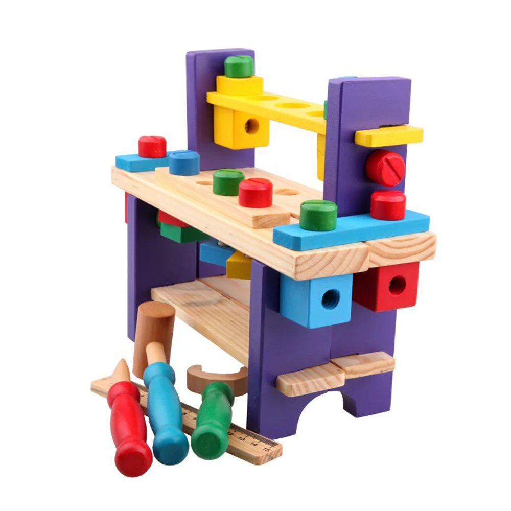 Детская скамья деревянная игрушка Мульти-функция винт гайка собранная конструкция головоломка ручной автомобиль Workben
