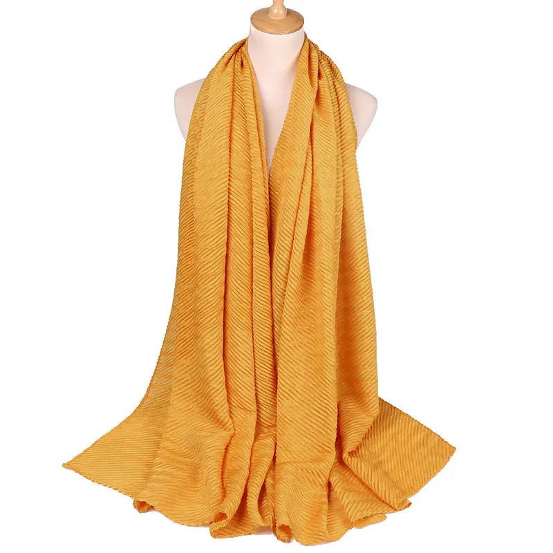 1 шт. Модный хлопковый хиджаб-шарф из морщин, простые плиссированные мусульманские платки, блестящие шарфы платки, обертывания, шарфы