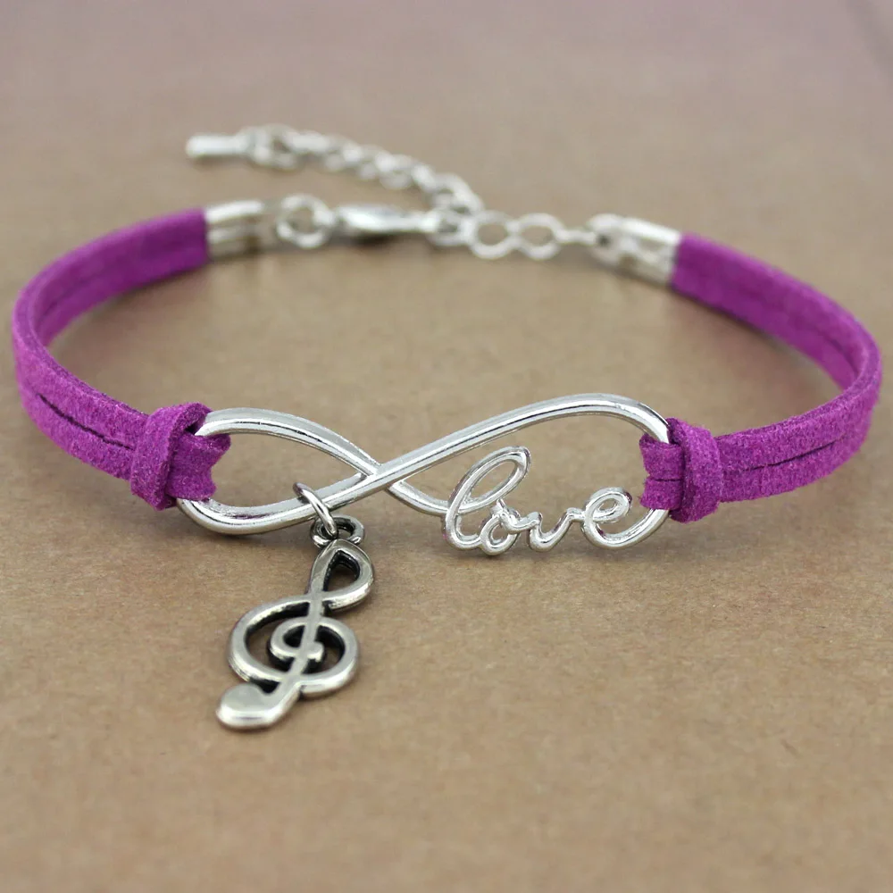 

Hot Sale Minimalist Antique Silver Infinity Love Music Lover Treble Clef Charm Women's Bracelets for Women