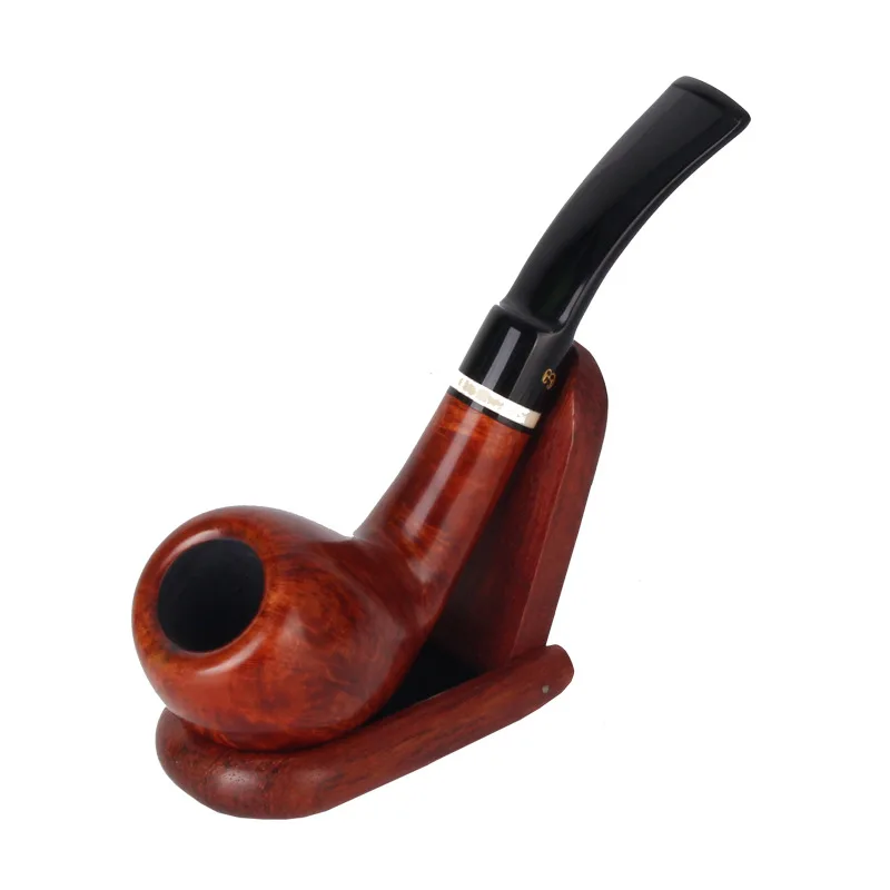 

Flame pattern briar wood free type pipe bend hammer smoking tool flat mouth removable filter cigarette holder