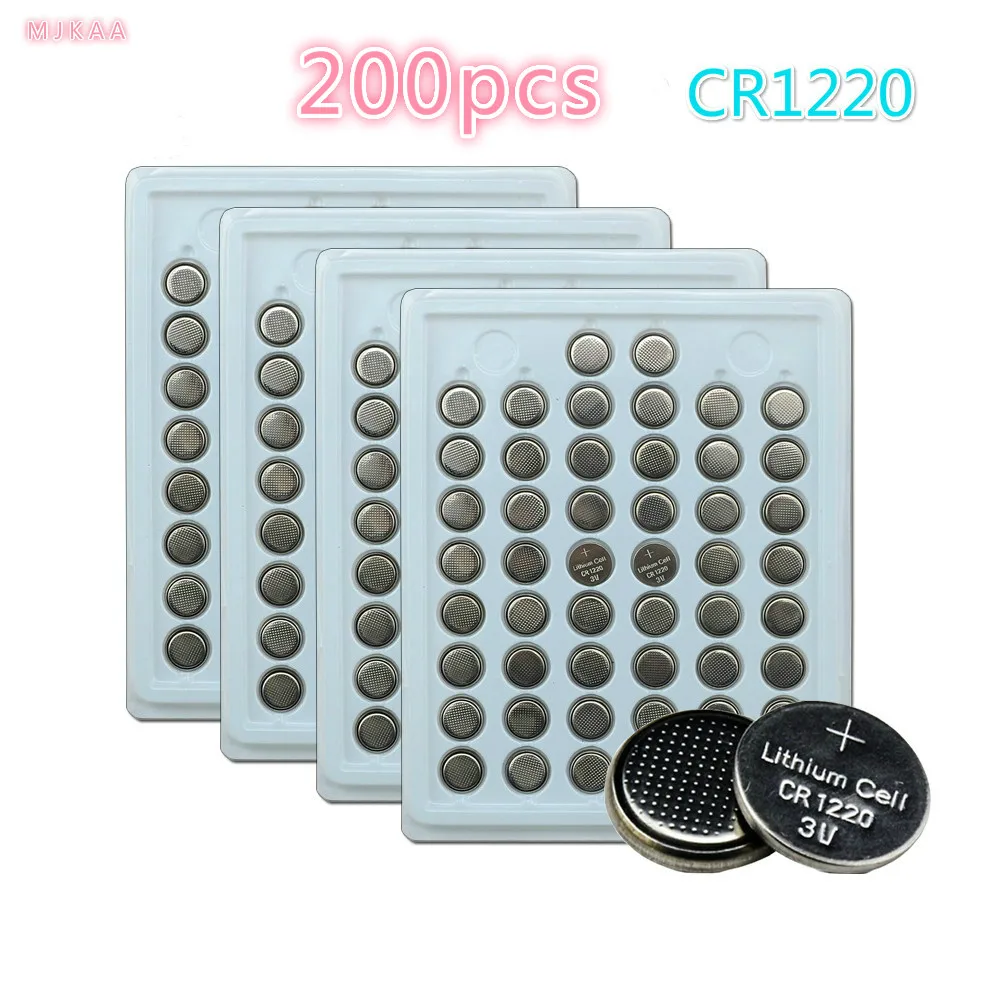 

200pcs 100% New CR1220 3V Lithium Button Cell Batteries Watch Coin Battery Car Remote Control CR1220 ECR1220 LM1220