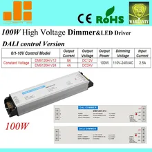 Высокое напряжение Dali диммер светодиодный драйвер, диммирующий драйвер, 1CH, AC110-240V, DM9120H-D24(100 Вт