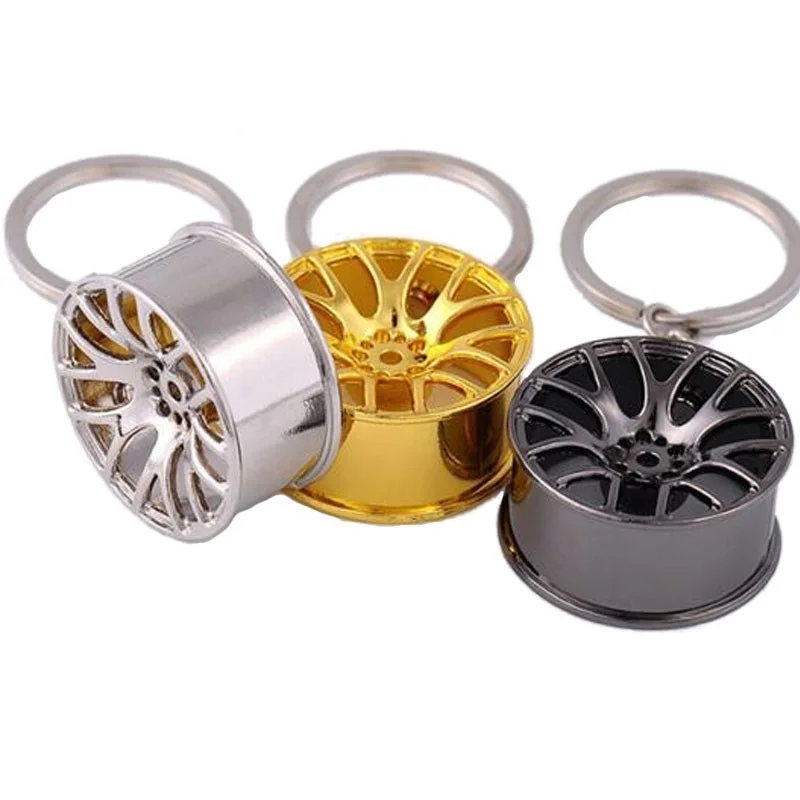 

Genuine Luxury Metal Creative Wheel Rim Keychain Car Model Personality Bucket Key Ring Wheel Key Rings