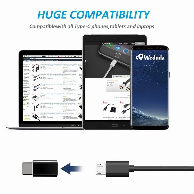 Hsmeilleur 3 шт. Type C адаптер Micro USB для Samsung S8 S9 Plus Note 8 MacBook Pro Oneplus 6 синхронизация данных