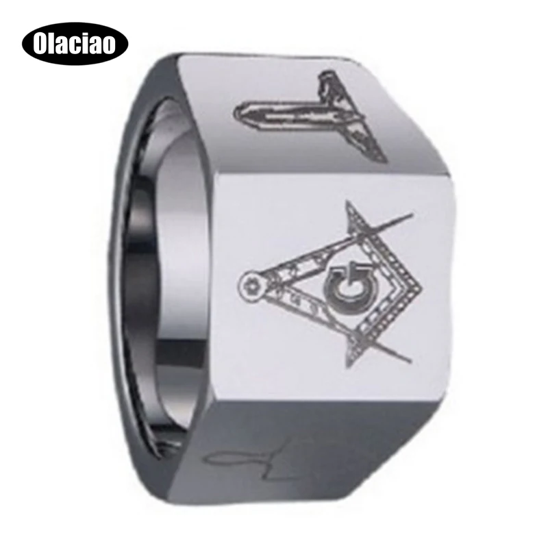 Fashion 10mm Mirror Polished Tungsten Carbide Freemasonry Masonic
