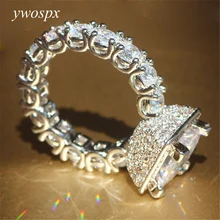 Роскошные модные серебряные кольца с кубическим цирконием для женщин, свадебные кольца с кристаллами и цирконием, массивные кольца, ювелирные изделия, аксессуары, подарок
