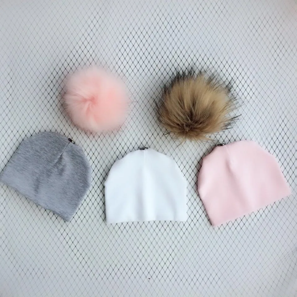 3 piece /set newborn baby children's hat with faux fur pom pom photograph props stuff for boys and girls born set kids toddler pom pom decorated denim bikini set