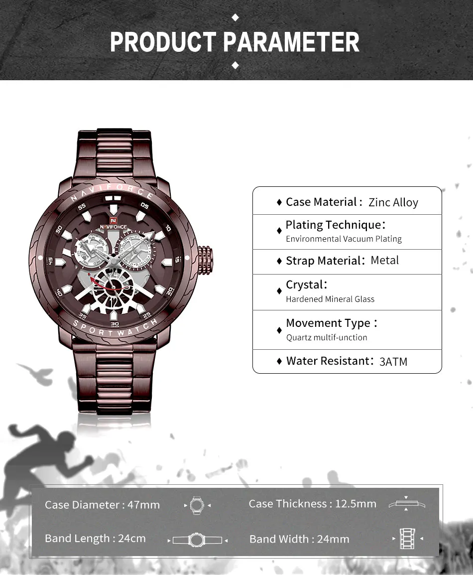 NAVIFORCE мужские часы Роскошные Кварцевые спортивные водонепроницаемые военные наручные часы креативные часы полностью стальные часы Relogio Masculino