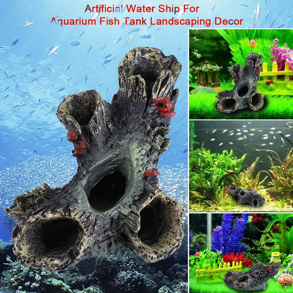 Высокое качество искусственная Смола аквариум мертвой древесины рыбы, чтобы избежать отверстия рыбный орнамент Декор