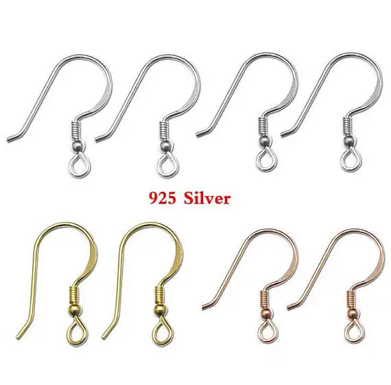 20pairs/lot 925 Solid Sterling Silver Ear Hooks Genuine 925 Silver ...