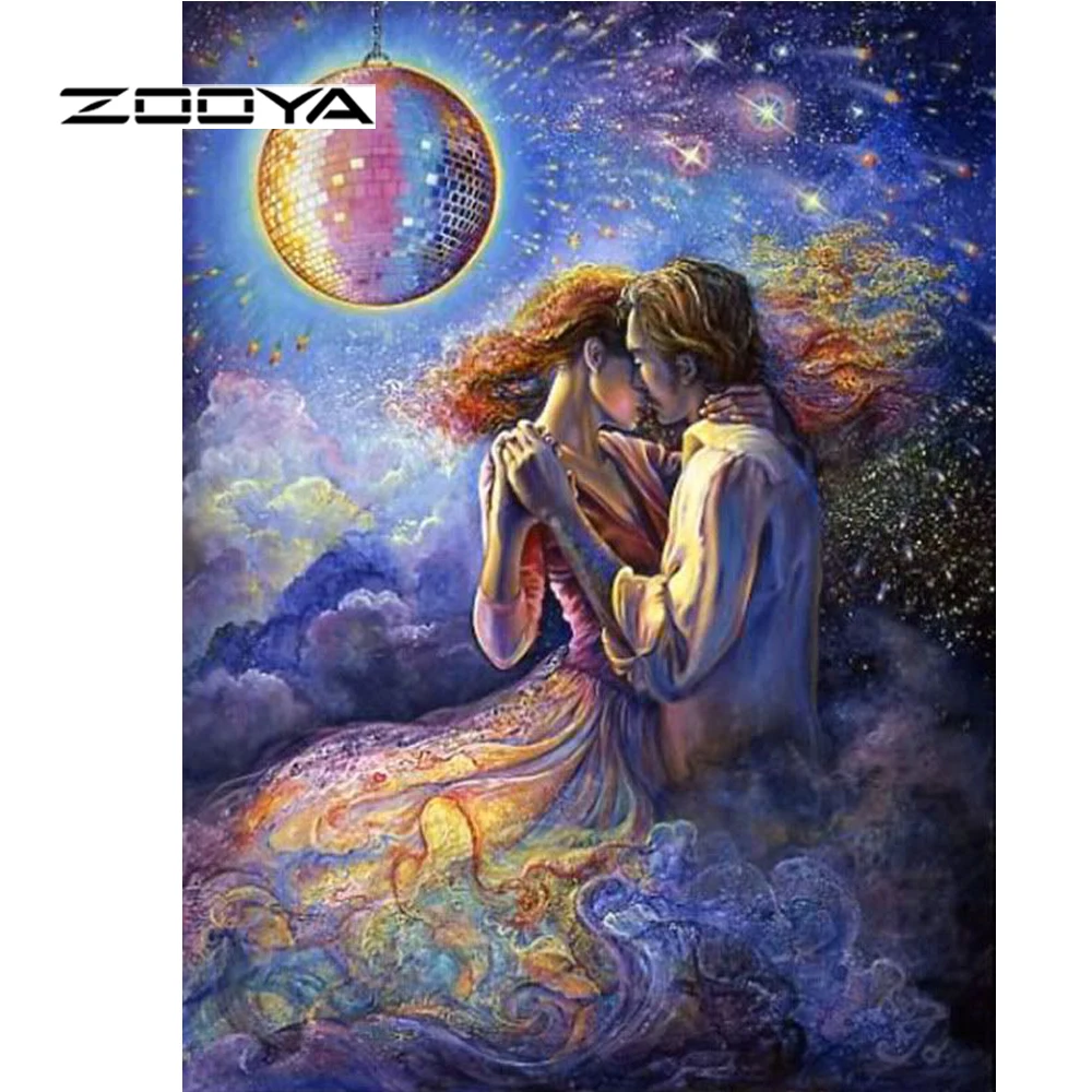 

ZOOYA Hot Saleing Diy Diamond Painting 5D Set For Embroidery Cross-Stitch Embroidery Diamond Color planet couple Painting BB1432
