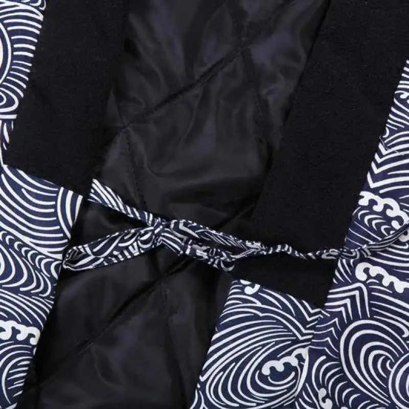 Autumn Winter Male Kimono Haori Thick Warm Cotton-Padded Jacket Casual Home Clothes Men Solid Color Loose Overcoat One Size