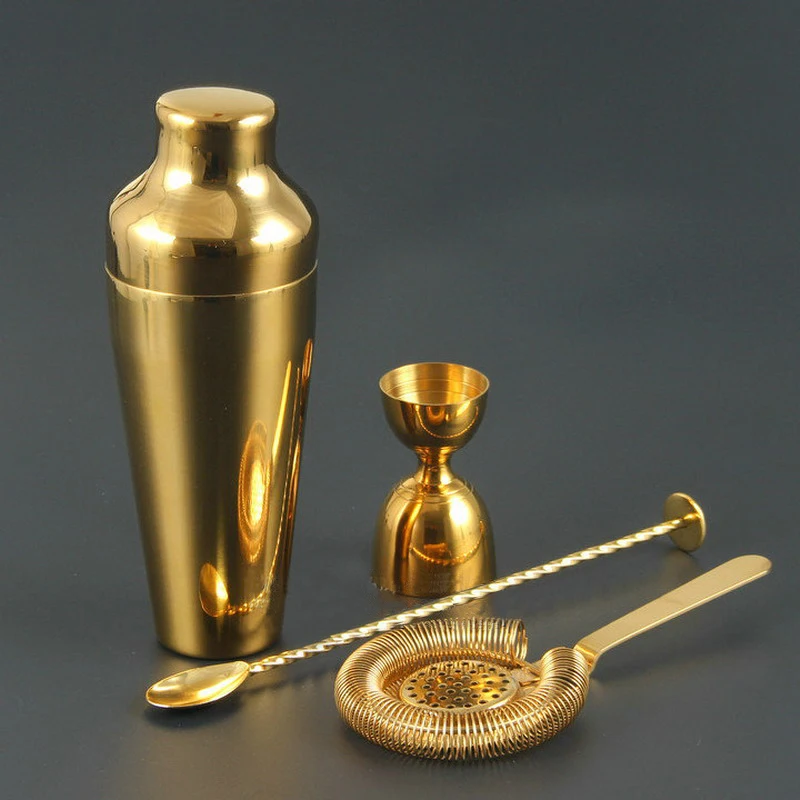 

Rose gold French trumpet gold cocktail shaker sets Bar tool set