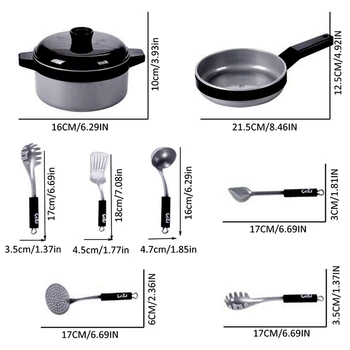 

Hot Sale 10Pcs Children Kitchen Toys Miniature Cooking Set Simulation Tableware Toy Pretend Play Cook Toy For Kids Gift