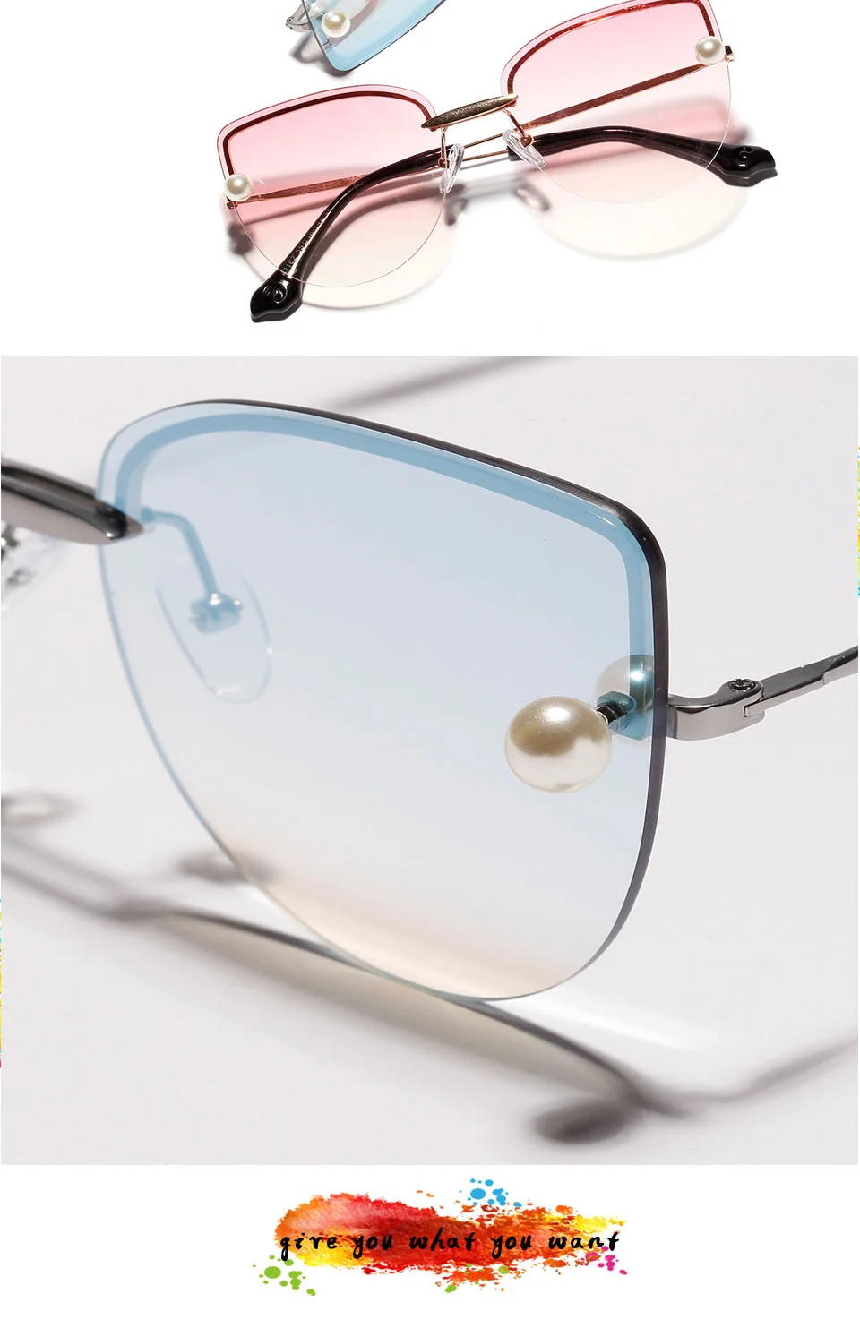 Joubas Cateye, женские солнцезащитные очки без оправы,, жемчужно-синяя полуоправа, солнцезащитные очки, высокое качество, роскошный бренд, дизайнерские оттенки 110