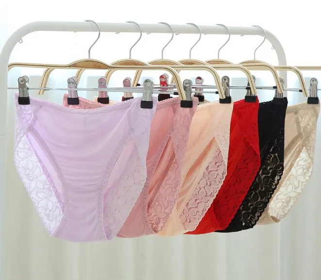 

4 PACK 100% Silk Women's Lace Panties Briefs Underwear Lingerie M L XL SG007