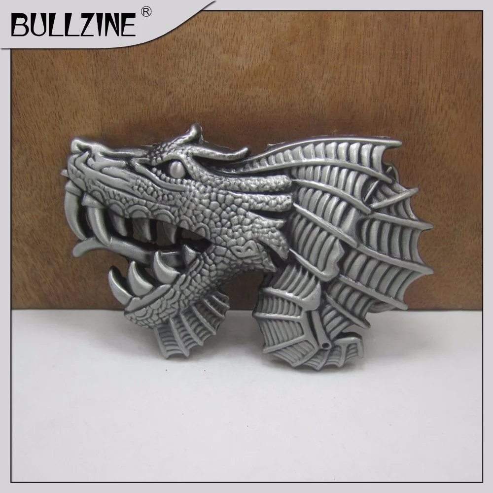 Dragon Design Buckle Dragon Western Belt Buckle - Zinc Alloy Antique Silver  - Fits 1.58-inch Belts Mens Belt Buckles