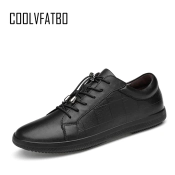

COOLVFATBO Quality Brand Genuine Leather Men ShoesFashion Sneakers Men Trainers Shoes Lace Up Breathable Casual Skateboard Shoes