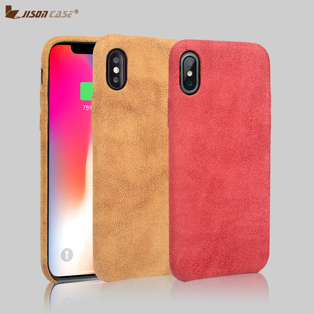 

Jisoncase Microfiber Phone Case for iPhone X XS Suede-lined PC Protective Back Cover Ultra-thin 5.8" Half-wrapped Cases 2018 New