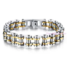 Men s Bracelet Fashion Black Gold Stainless steel Bike Chain Design Bracelet For Men bracelet Bangle