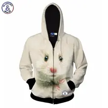 2017 Mr.1991INC New style Men/women 3d sweatshirts printed white mouse Hoody hooded zipper hoodies autumn winter jacket