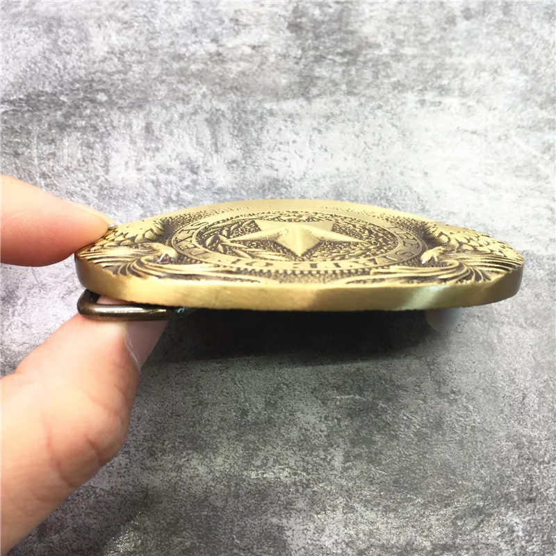 Pentagram Carved Brass Solid Casual Belt Buckle (5)