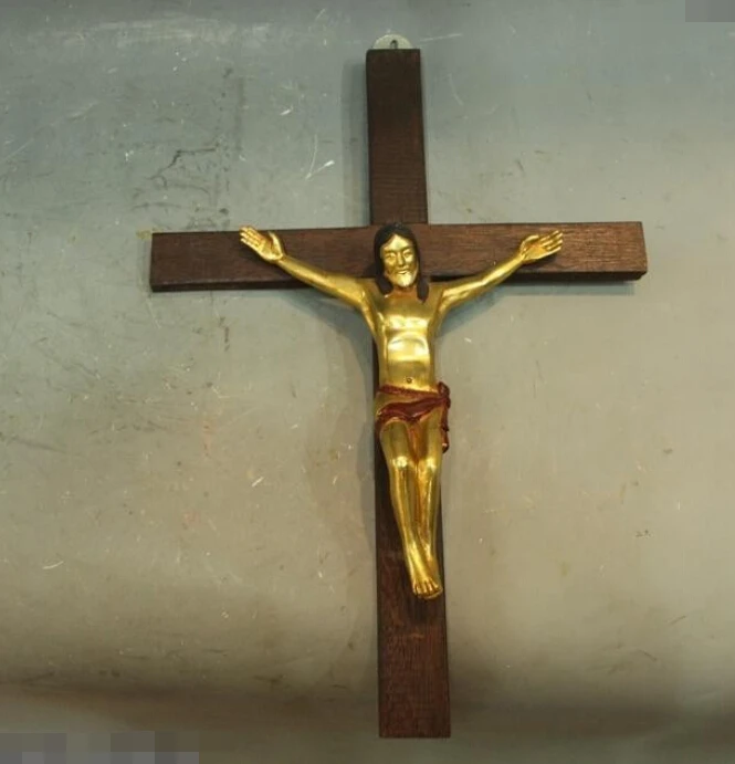 

R0720 Details about Costful13"Purple Bronze 24K Gold carved great Jesu Statue