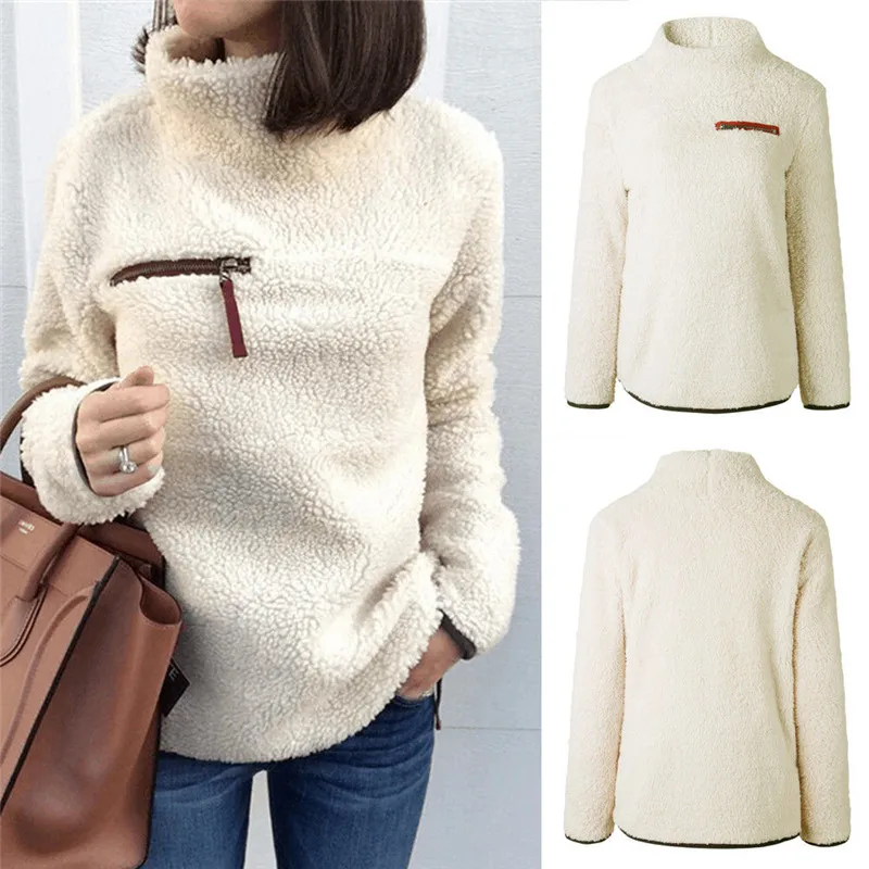 

Women Sweater Pullover Basic Turtleneck Knitted with Zipper Tops Solid High Neck Essential Jumper Long Sleeve Sweaters