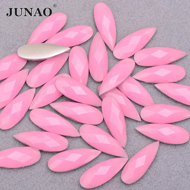 JUNAO 8x22 мм Стразы с синими кристаллами розы, смола, аппликация из страз, плоская задняя часть, камни для рукоделия, скрапбукинга - Цвет: Light Pink